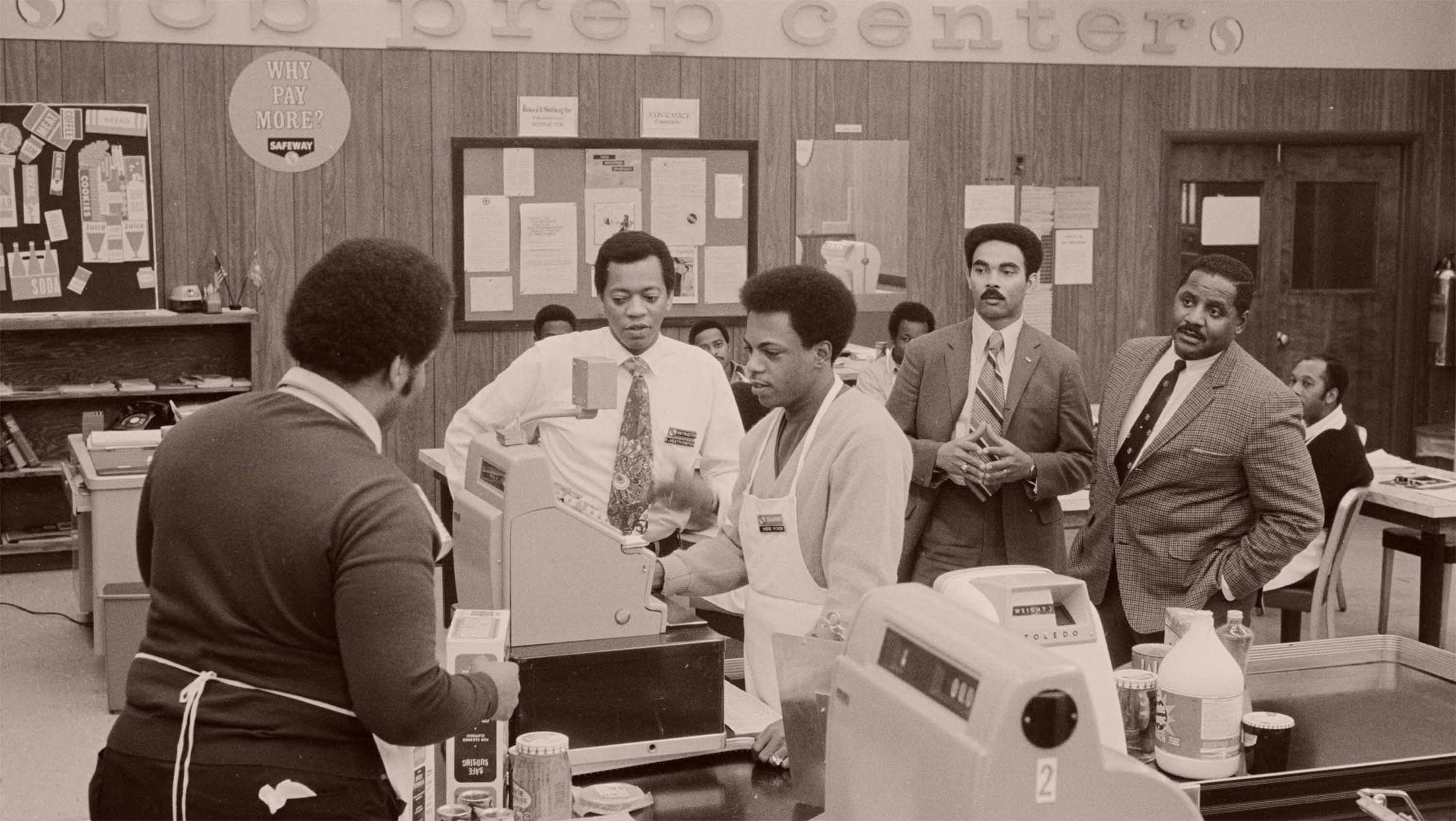 Supervised job training at a grocery store.